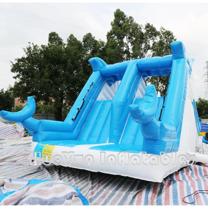 

Small White Blue Dolphin Inflatable Pool Slide Waterslide Park For Kids Outdoor Backyard Water Fun, Customized color