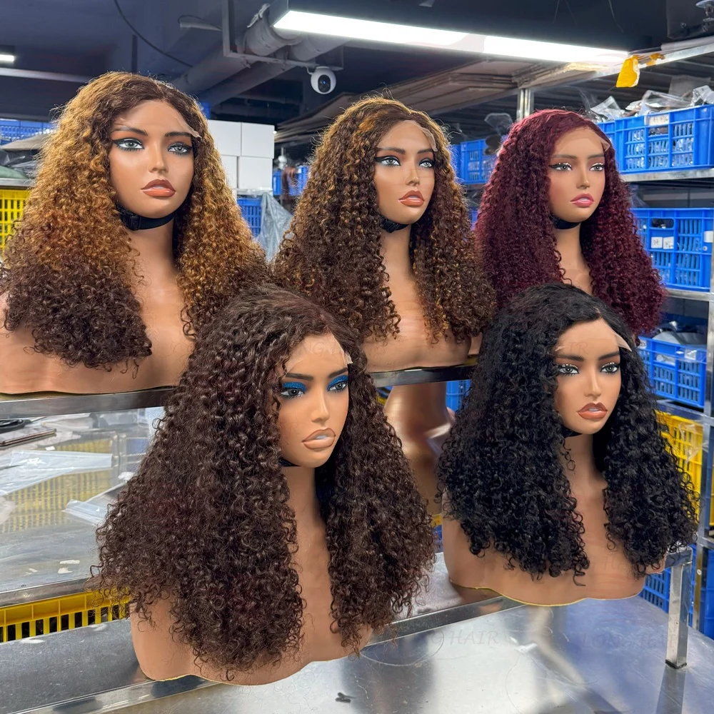 WXJLONGHAIR 300grams 22inches Pixie Curly Wig 300% DensityLace Frontal Human Wigs Pixies Curly Raw Virgin Hair Curly Human Hair