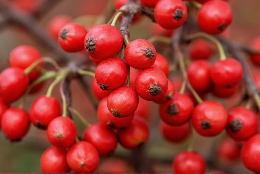 Close-up photograph of sansho pepper berries on branch showing distinctive red color and texture