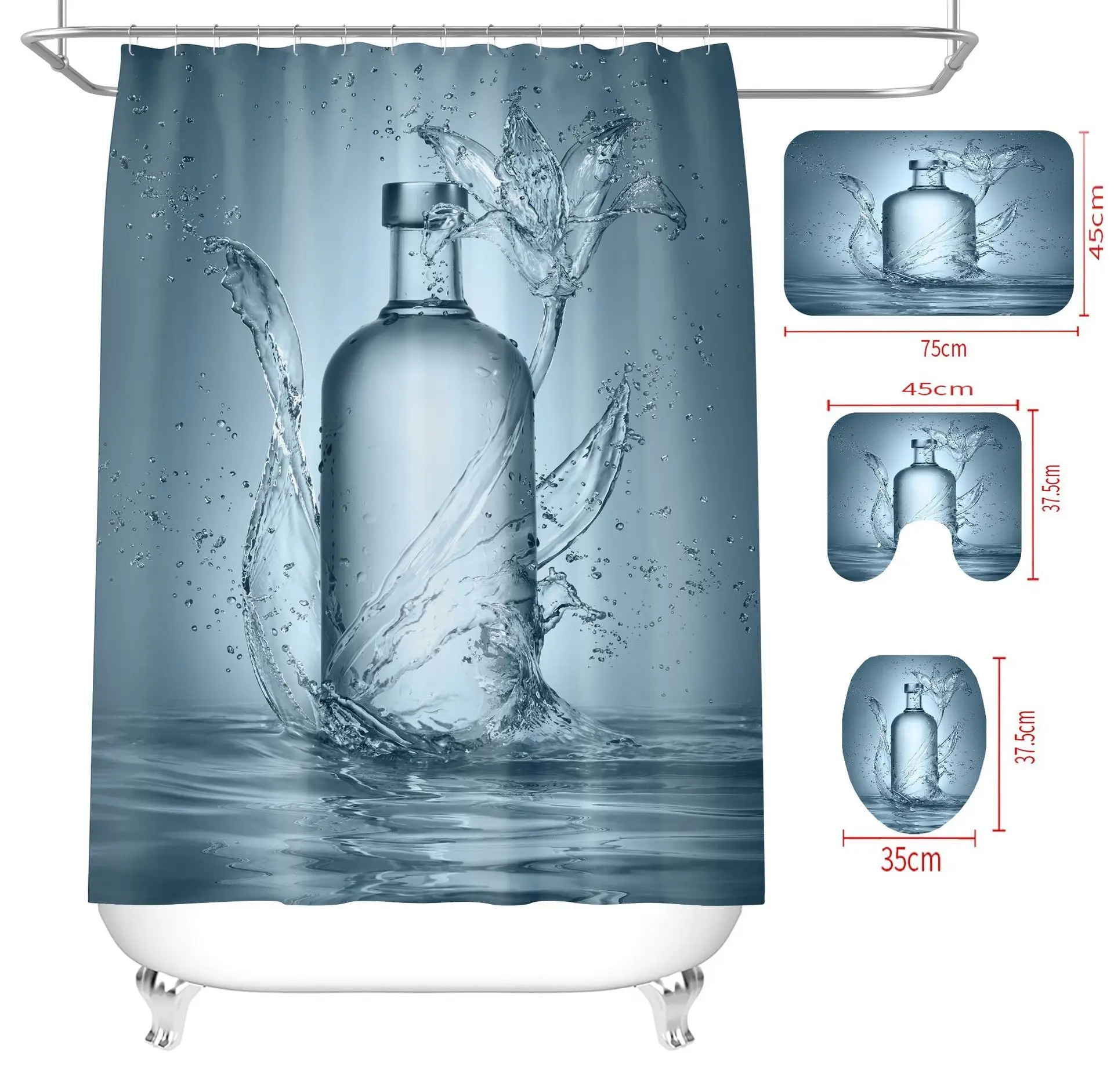 

Factory Direct Sales good quality printing fancy waterproof shower curtain fashionable shower curtain sets