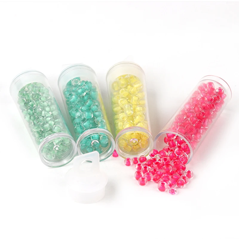 

15G/Bottle 4mm Transparent Dye Core Glass Seed Beads Czech Seed Spacer beads for Jewelry Handmade DIY 24 Colors