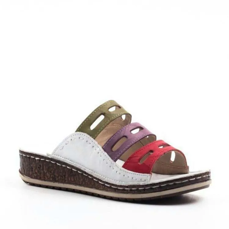

High-quality ladies color-blocking plus size sandals outdoor soft mommy slippers