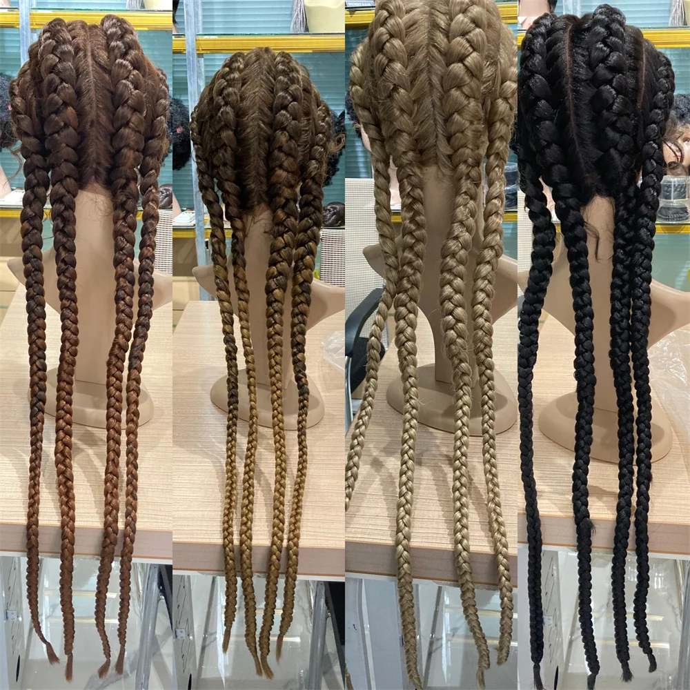 

Ready to ship manufacturer of synthetic braiding hair high quality 13*4 lace frontal synthetic hair braiding wigs for African