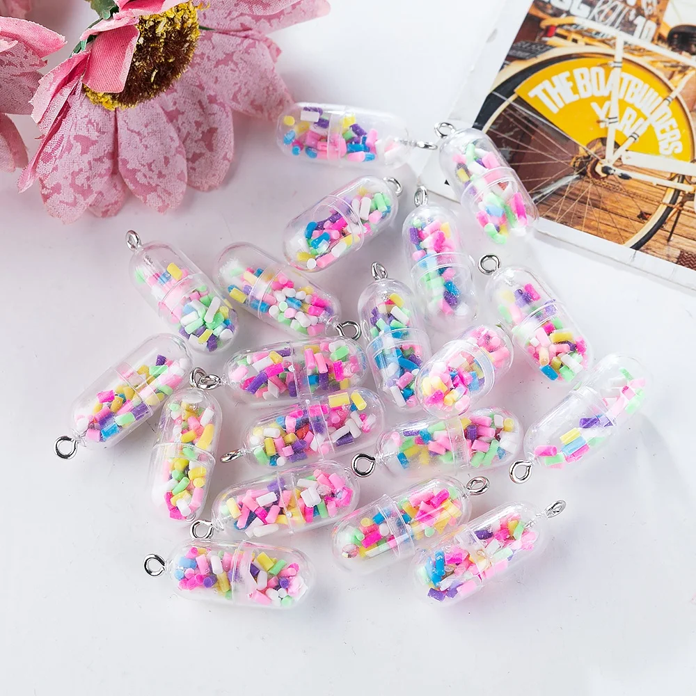 

New fashion Funny Capsule Design Charms Transparent Resin Pills Villain Pendants Fit Charms DIY Earring Jewelry Accessories, Picture