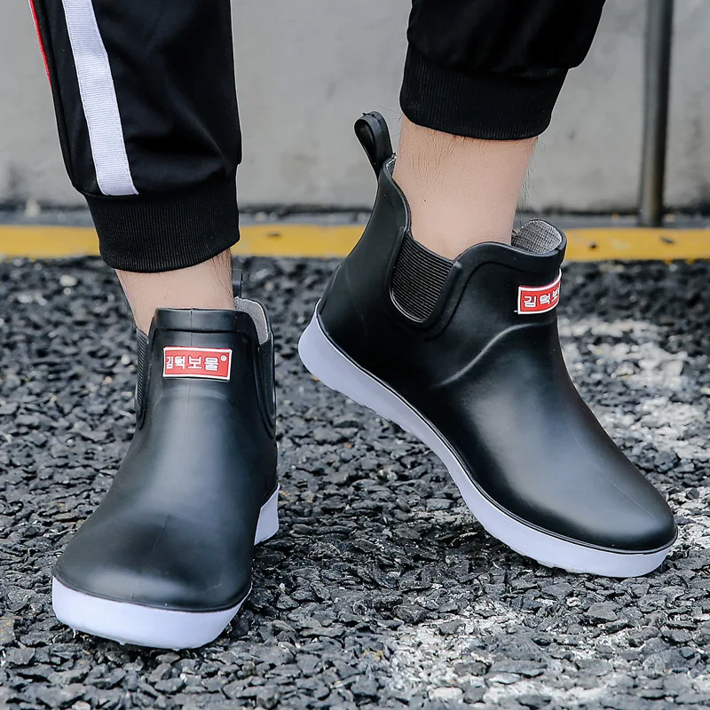 

Hot sale soft and comfortable PVC fishing kitchen waterproof men rain boots thicken fashion non-slip shoes, Blue,black