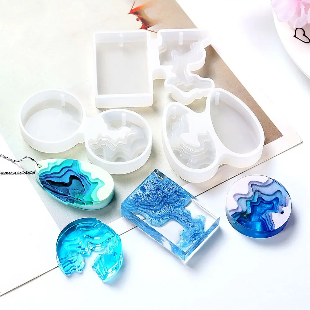 

Silicone Epoxy Molds Jewelry Resin Casting Molds Island Mountain Micro Landscape Molds for Necklace Pendant, White
