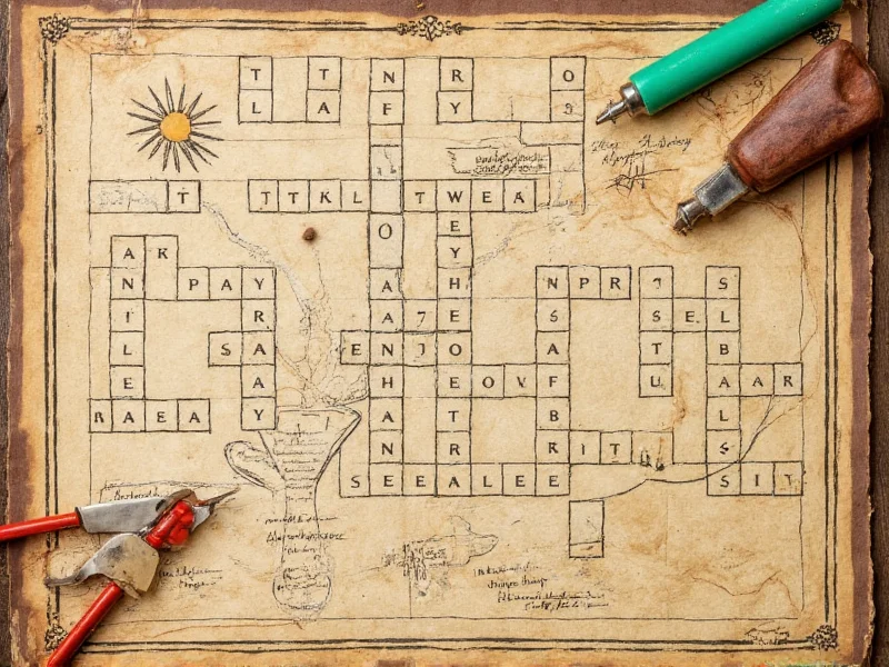 Vintage crossword puzzle with DIY tools