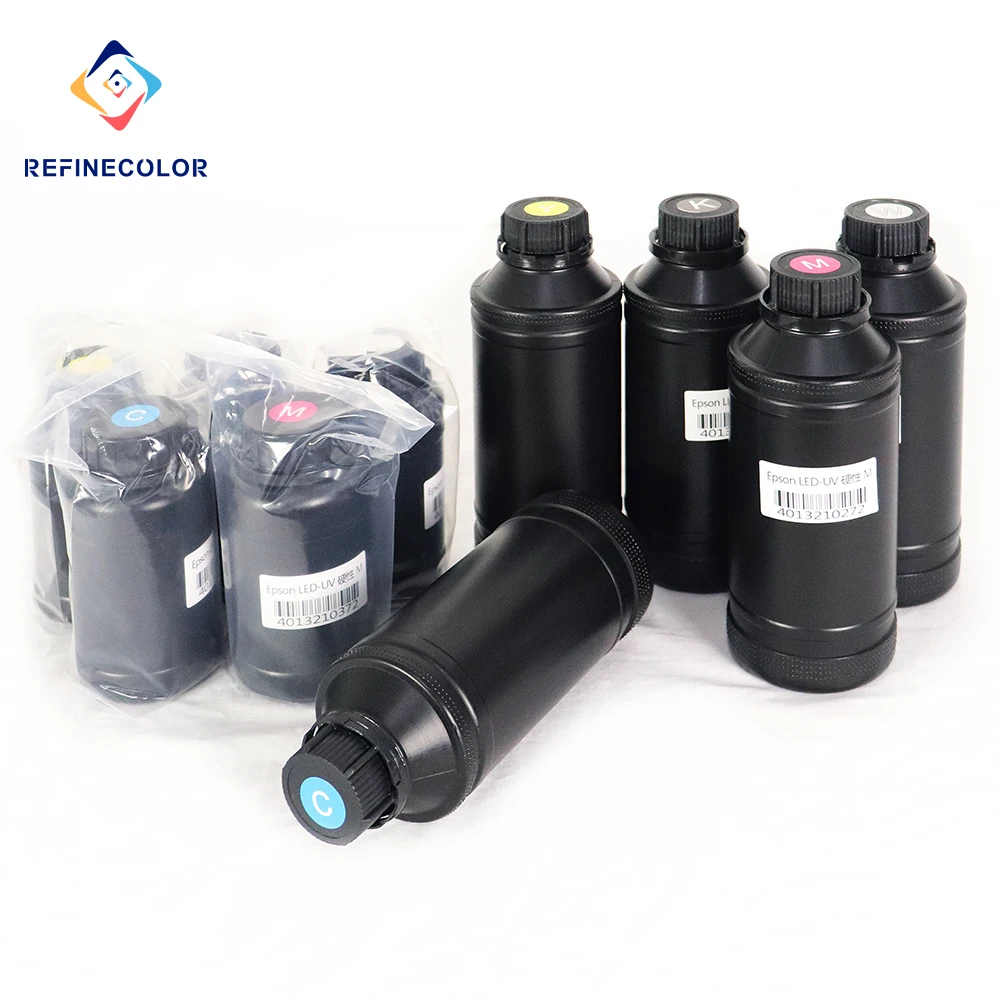 

Wholesale 500ML Big Bottle System UV Ink With 6 Colors CMYK+W For Phone Case Inkjet Printer