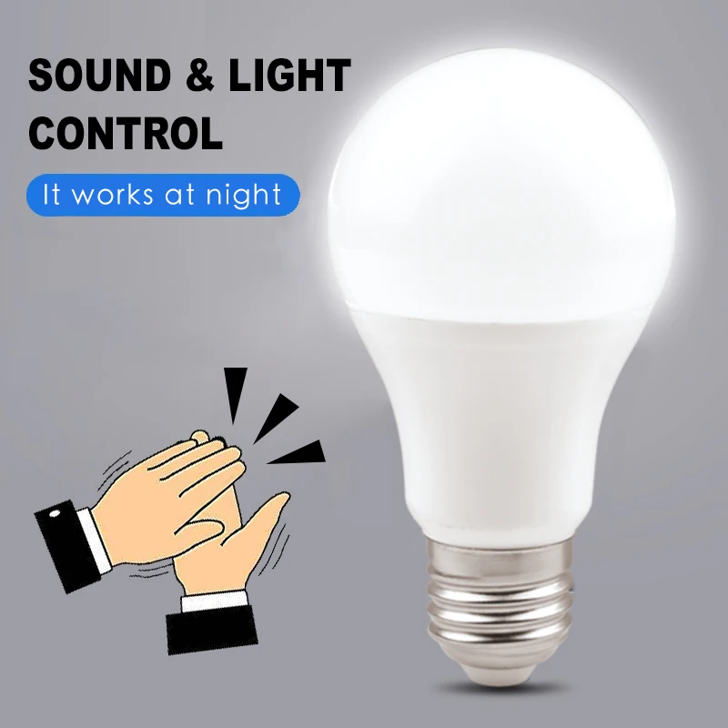 2020 new sound and light sensor led smart bulb A60 E27 6500K function led lights