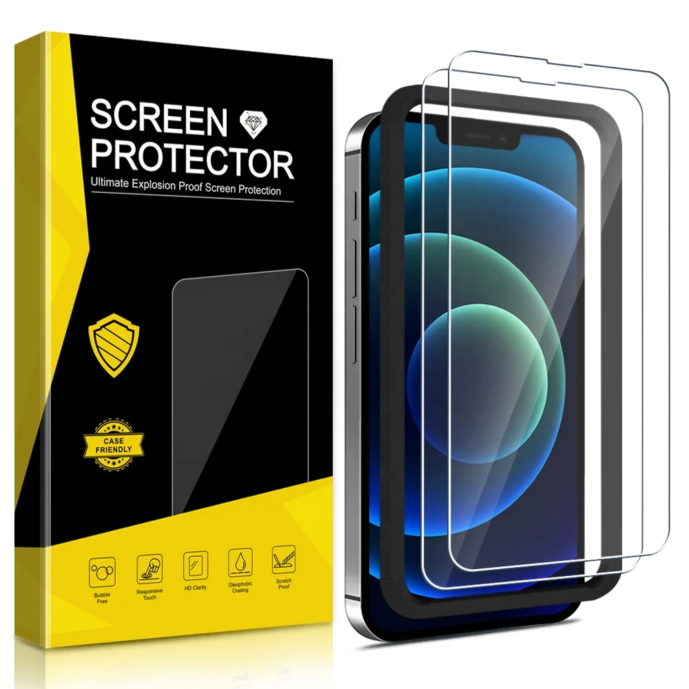 

Wholesale Mobile Accessories 2 pack 9H 2.5D Anti scratch For iPhone Xs Max 12 13 pro max Tempered Glass Screen Protector 2 PACK