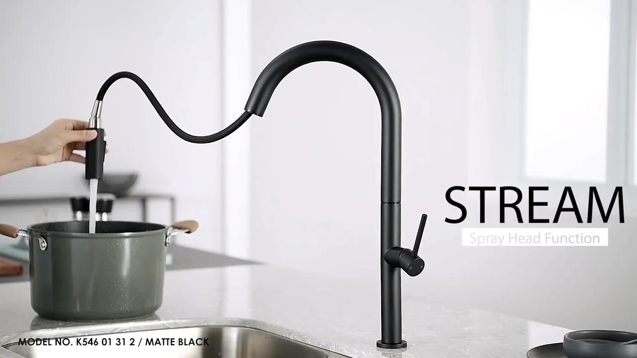 Stainless Steel 304 Matte Black Finish High End Kitchen Water Faucet Mixer Tap Pull Out Kitchen