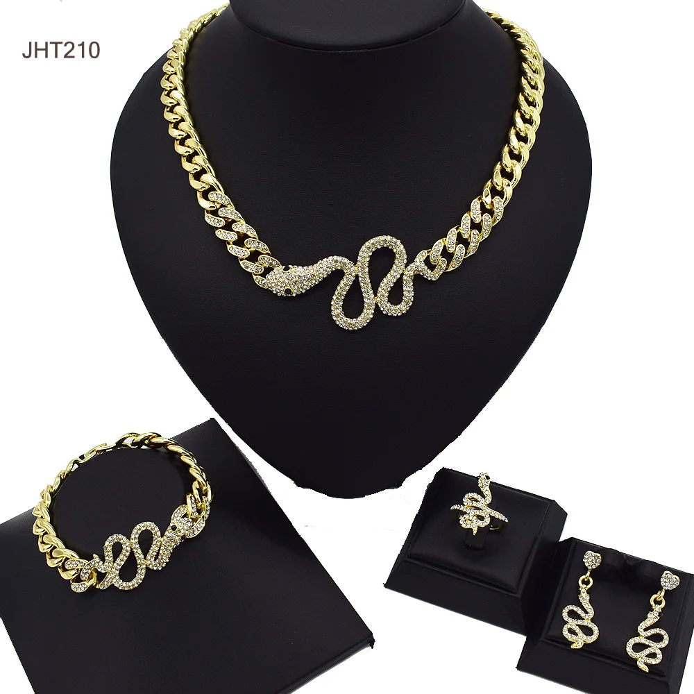 

JHT210 18K gold plated fashion hiphop jewelry snake diamond jewelry Women's jewelry set