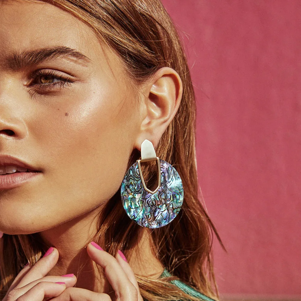 

Wholesale 2021 Fashion Jewelry Gold Plated Earrings Colorful Resin Acrylic Round Geometric Earrings for Women