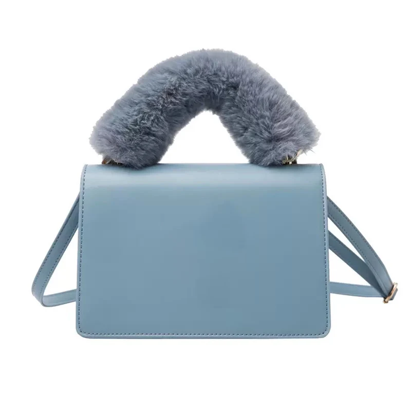

women hand bags Solid Color Ladies Large-Capacity Handbag Messenger handbag ladies fur hand bag, Customized color