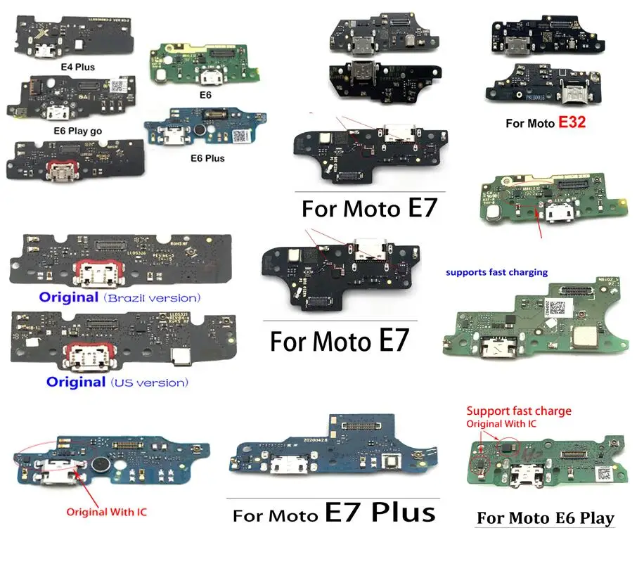 

USB Charging Port Connector Flex For Motorola E4 E5 Play Go E6 Plus E20 E32 Mobile Phone & Computer Repair Parts placa de carga