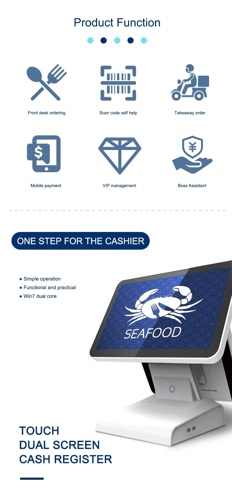 Modern Automatic Cashier Machine Touch Screen Pos System Restaurant ...