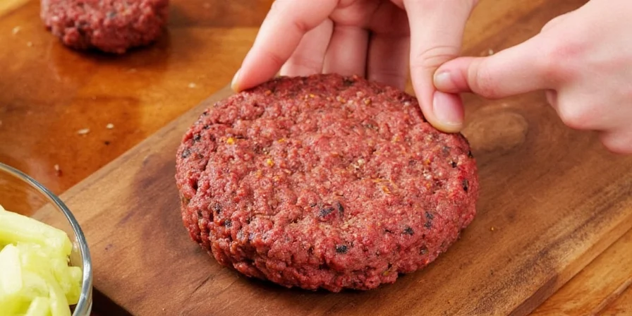 Mixing seasoned beef for burgers