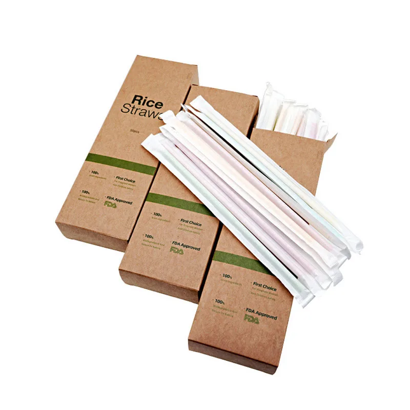 

Amazon hot sale boxed biodegradable disposable Eco-Friendly edible pasta straw drinking rice straws for home party