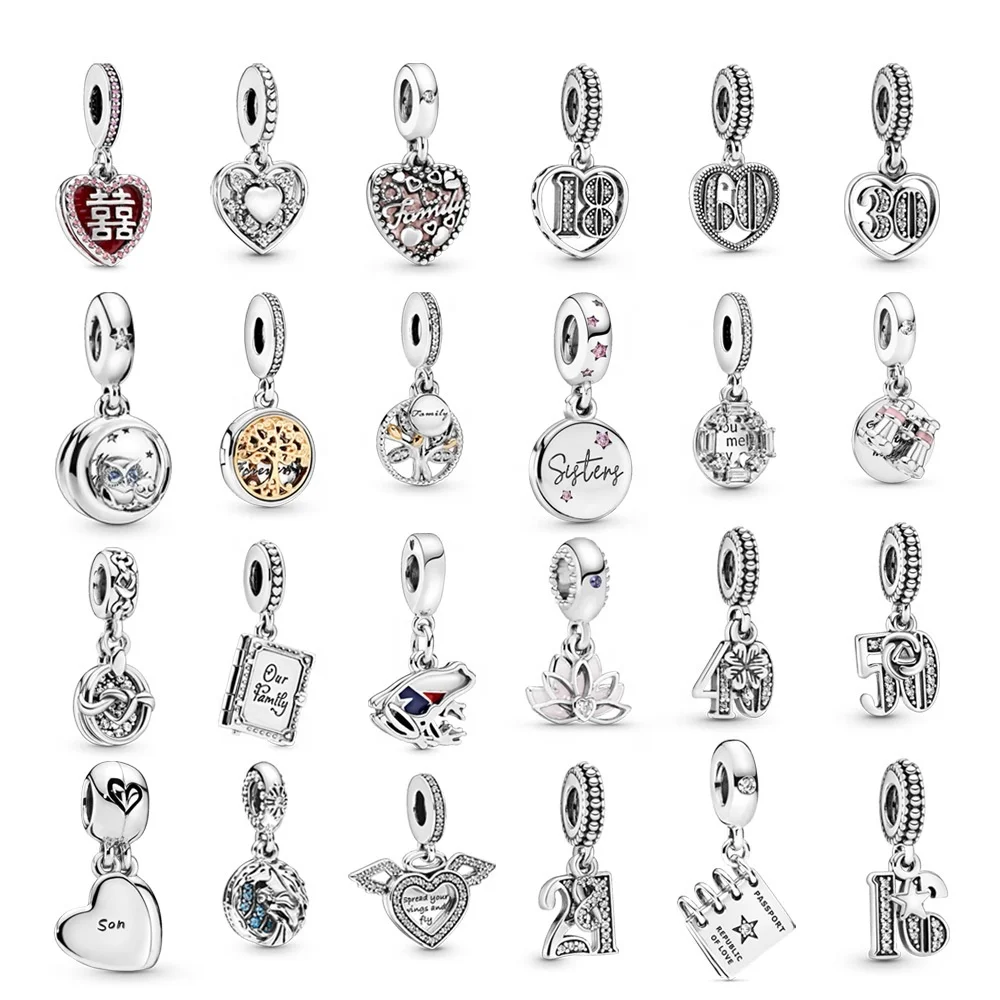 

2021 New Aristocratic 925 Sterling Silver Charm Love Series High Quality Bracelet DIY charms for bracelet, Silver color