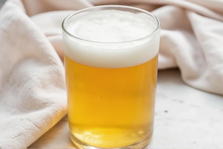 Fresh ginger root, sugar, lemons, and glass brewing vessel arranged on wooden table for homemade ginger beer recipe