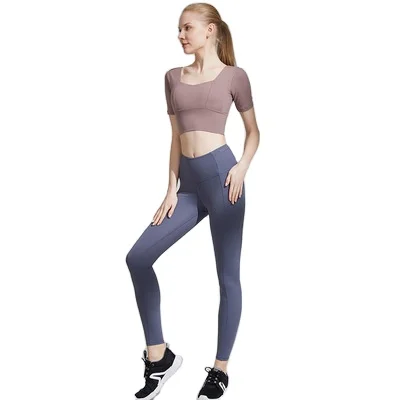 

Yoga skirt women's high end sexy fitness fashion quick drying short sleeve sports suit, 3color