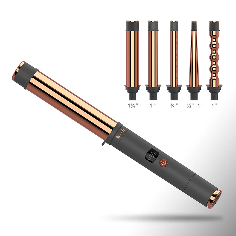 

The latest good quality Hair Curler set 5 in 1 curling iron set can replace the power cord Curling Wand set