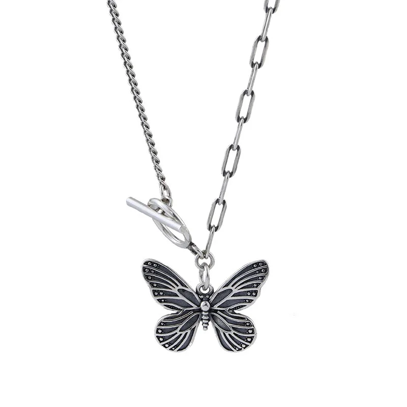 

JUHU Ins Wind Can Be Sweet Salt Butterfly Necklace Korean Version Of Fashionable Personality Clavicle Chain Female Retro Fairy