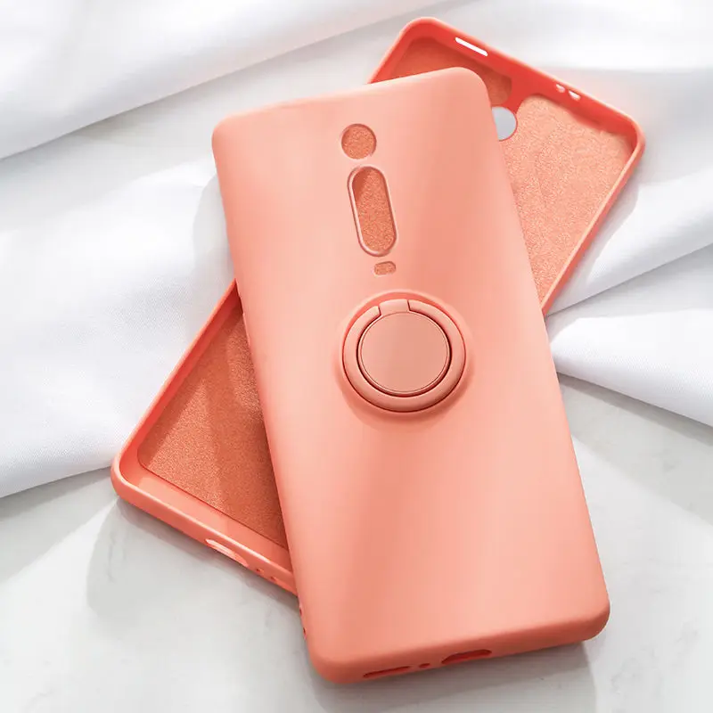 

Luxury Silicone Phone Case For MOTOLORA MOTO G9 PLUS PLAY ONE FUSION Ring Holder Stand Cover, 10 color