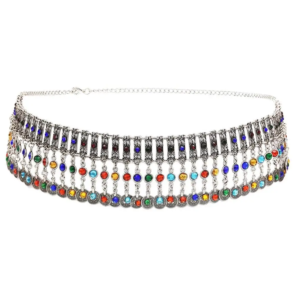 

Sexy Bohemia Boho Crystal Coin Tassel Exotic Body Jewelry Women's Belly Dance Waist Chain Belt Retro Ethnic Belly Chains