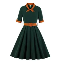 

2020 New Arrivals Fashionable Billowing Belted Loose Women Vintage Dress