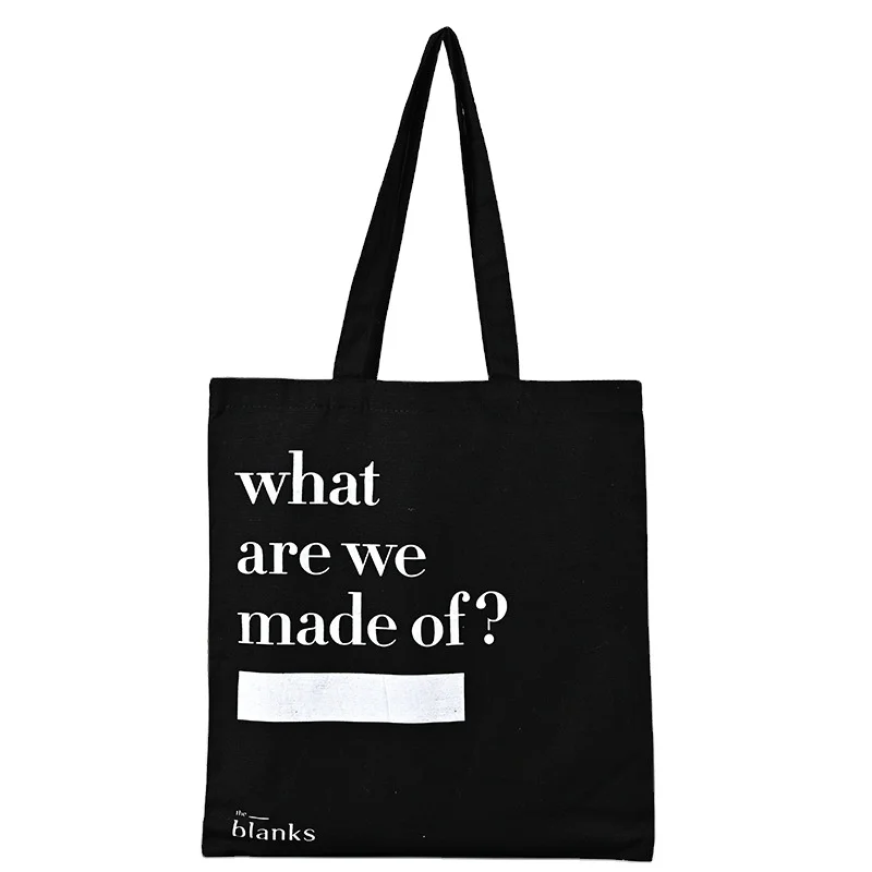 

Wholesale Customised Cheap Thick lined Mock Up Shopper Shopping Black Cloth Canvas Fabric Material Tote Bag