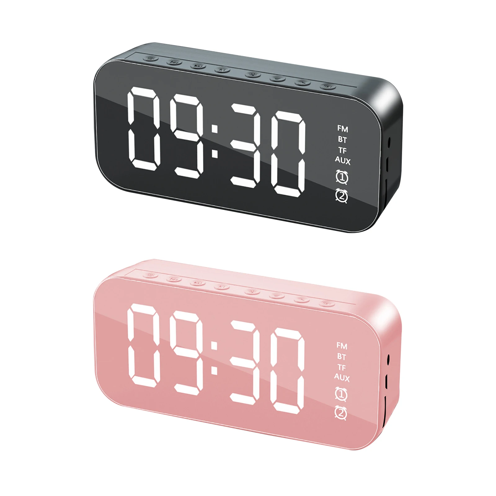 

New Coming Mini Wireless Speaker 2021 Bocina Digital Alarm Clock LED Display Radio Support Memory Card For Mobile Phone Speaker, Black/white/pink/red