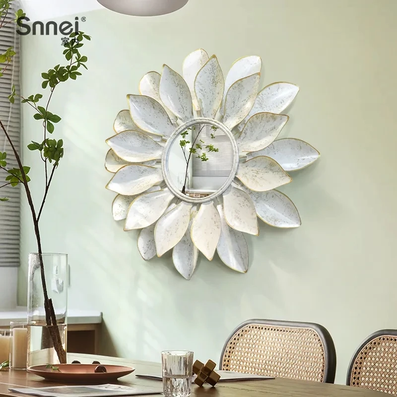 80*80cm Creative Light Luxury Living Room Wall Decorative Mirror Porch Background Wall Pendant Wall Art Iron Mirror