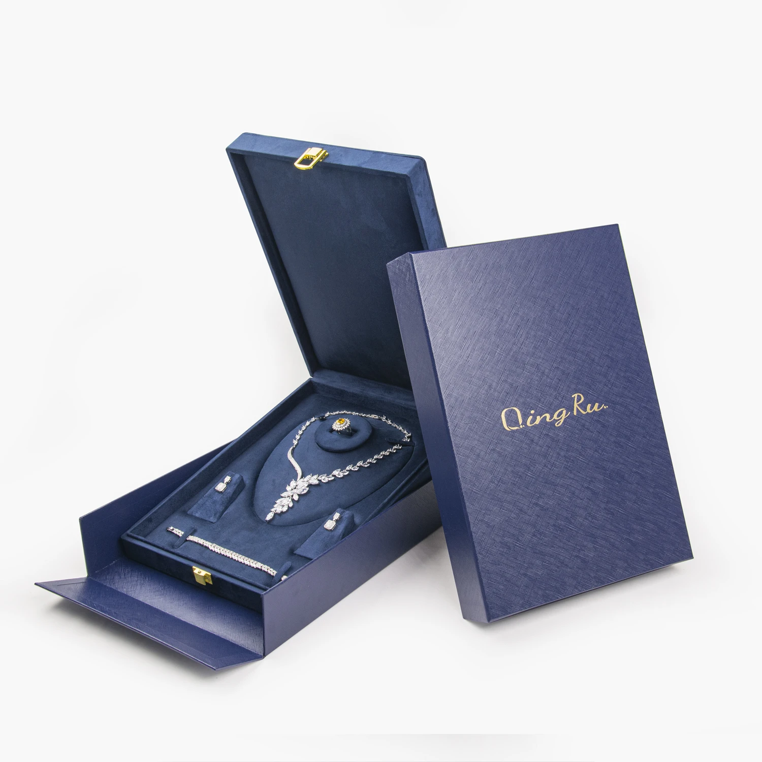 Wholesale High-End Jewellery Display Box Custom Logo Wood Earring Necklace Ring Box Luxury Wooden Jewelry Box Set