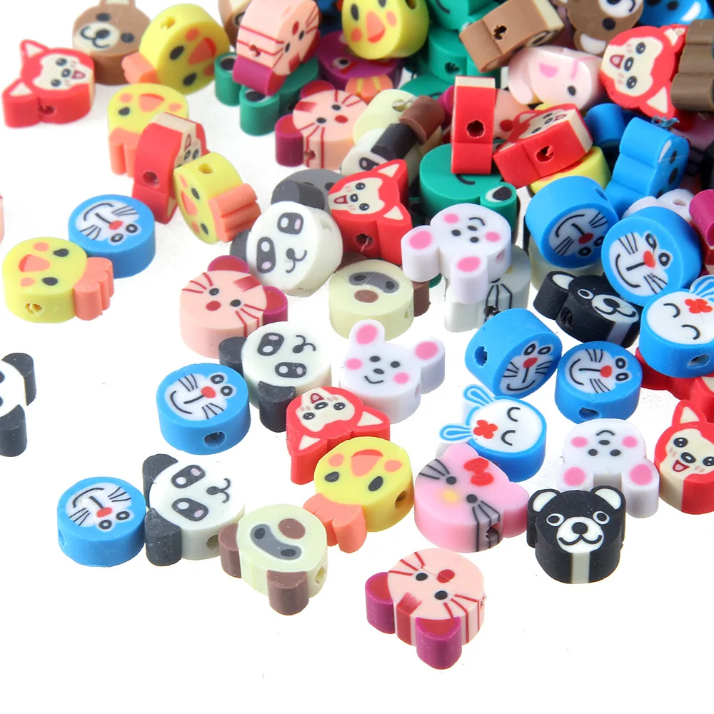 

Hobbyworker 100pcs Mixed Shapes Color Animal Polymer Clay Beads For Jewelry Making, Colors