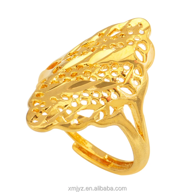 

Cross-Border New Product Prismatic Polka Dot Hollow Ring Brass Gold-Plated Ring Female Ins Wind Ring