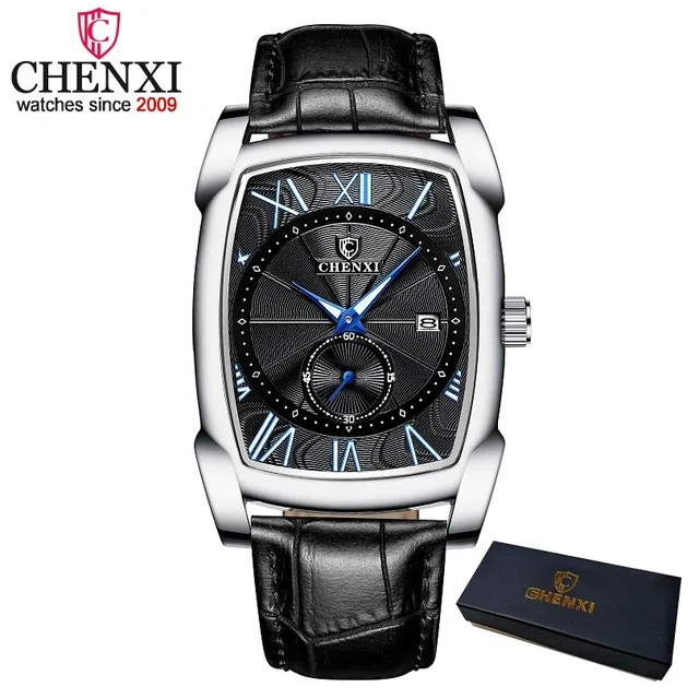

CHENGXI Reloj Hombre Men's Oval Fashion Dial Wristwatches Mens Quartz Watch Luxury Brand Waterproof Leather Male Watches, Rose gold
