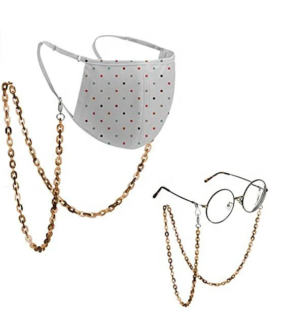 

O-Shaped Series FaceMask Holder Chain Lanyard Necklace for Women Girls, Metal Brass Strap Gold Plated Masles Chains for Eyeglass, Multi colors