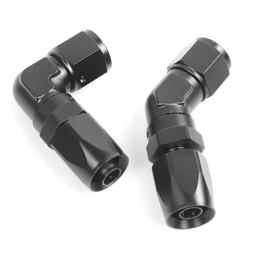 

AN4 AN6 AN8 AN10 AN12 Forged Aluminum Alloy Adapter Fittings Swivel Hose End 45/90 Degree, Black