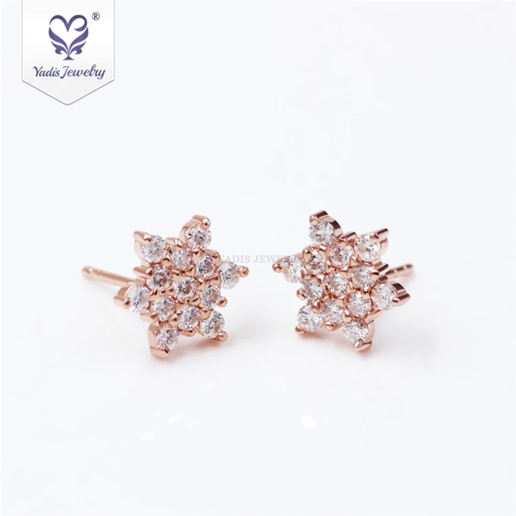 

Yadis Wholesale In Stock 925 sterling silver jewelry moissanite Snowflake earrings for women daily wear