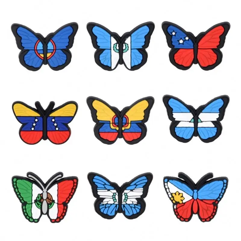 

2022 UNN custom Christmas latest Mexico theme butterfly croc shoe charms for kids shoes