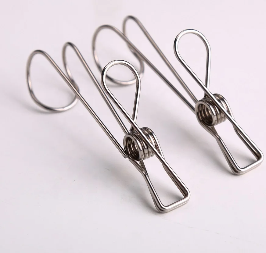 

Multifunctional stainless steel solid clothespins metal wire clothes spring peg and office use hook Pegs