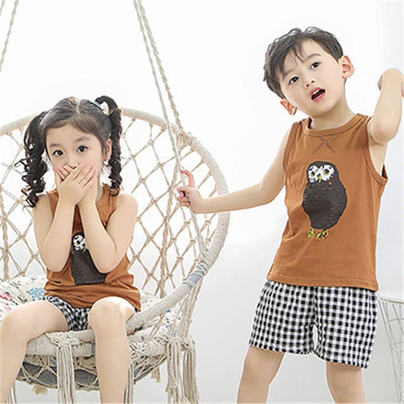 

Amazon hot sale children's vest suit 2-7 years old baby casual kids summer clothing, As pictures