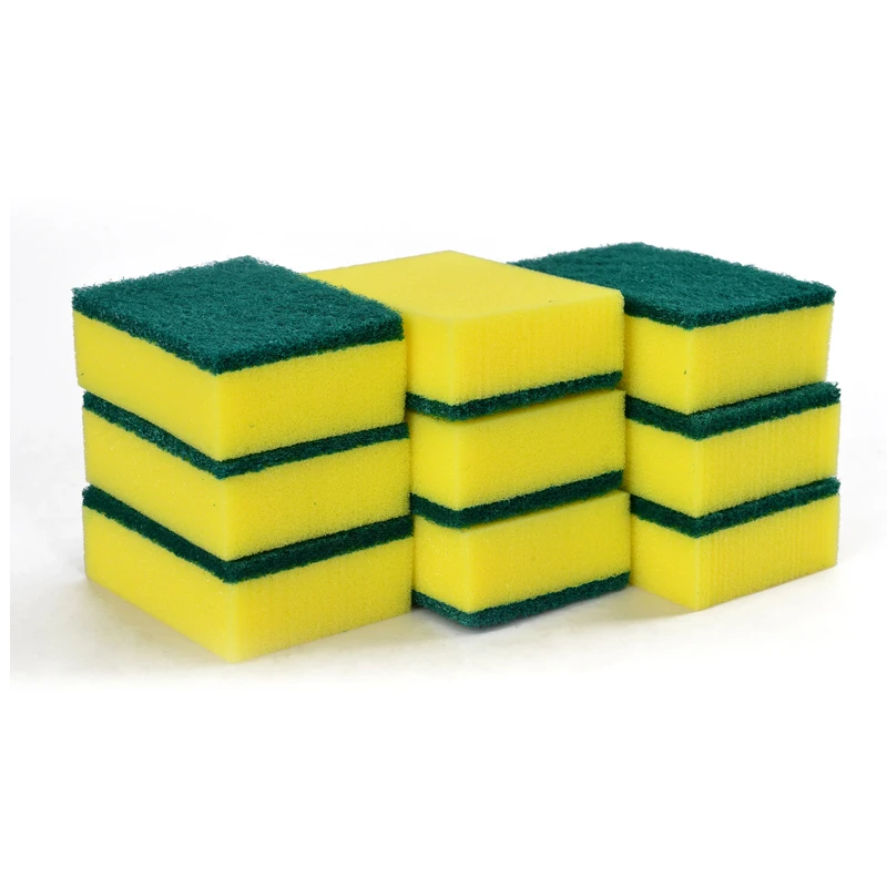 

Heavy Duty Washing Dish Sponge Pad With Polyester Fiber Scrubber, Green+yellow