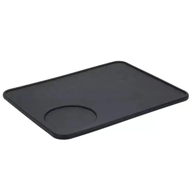 

Food safe silicone coffee accessories coffee anti-skid tamper mat espresso coffee tamper mat silicone corner tamper pad, Black