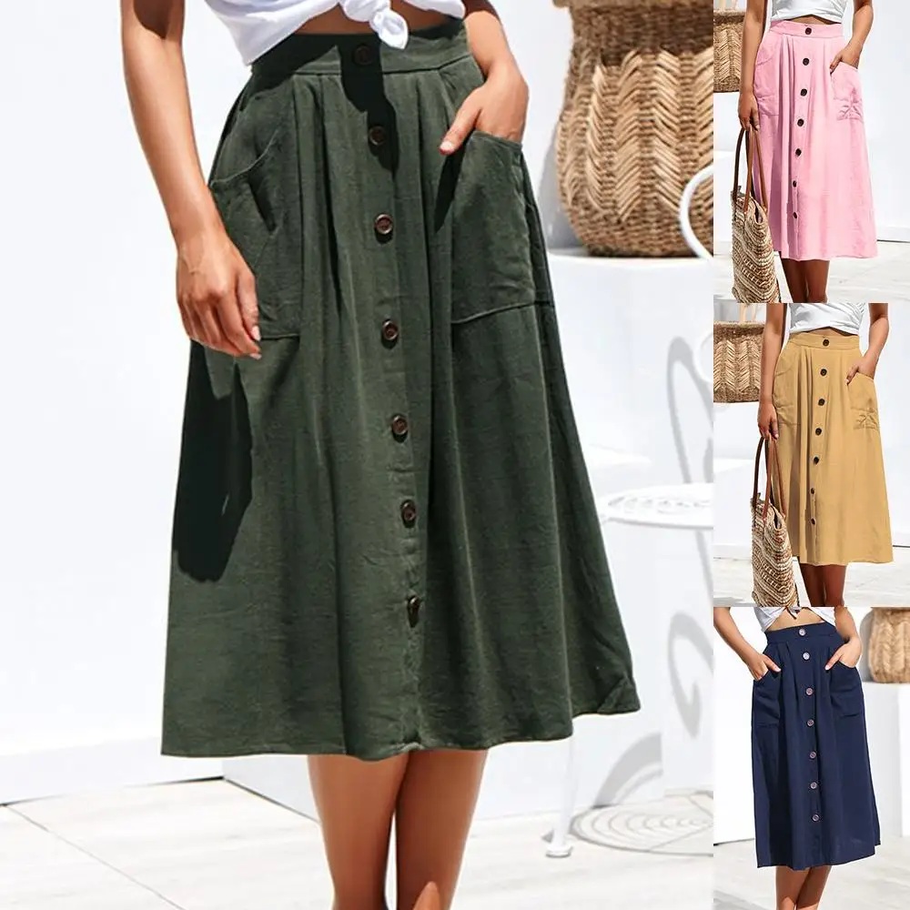

Half length retro casual long skirts for women,women skirt