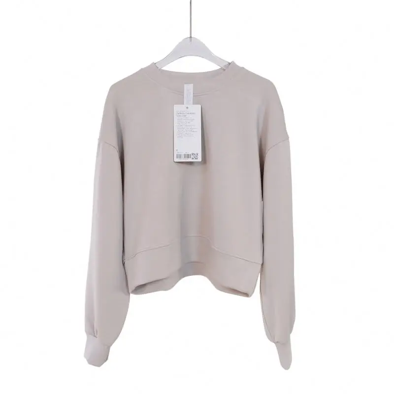 

Ufinebest New Yoga Suit Oversized Women's Short Round Neck Sweater High Elastic Loose Fit Exercise Yoga Fitness Long Sleeve