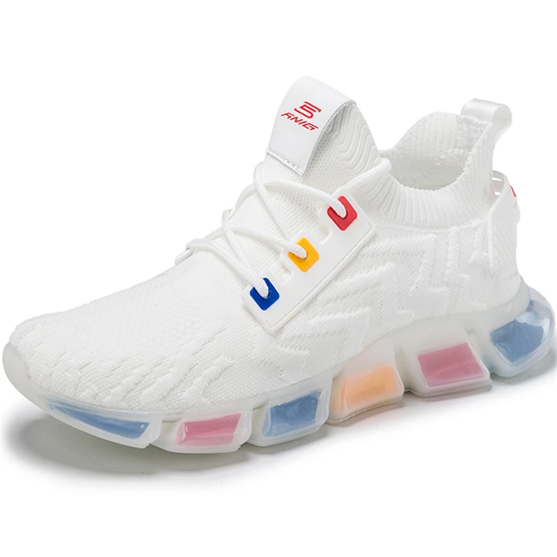 

Breathable Running Shoes Fashion Sneakers Men White Shoes Male Footwear Stretch Fabric for Walking Shoes Sock Sneaker Men