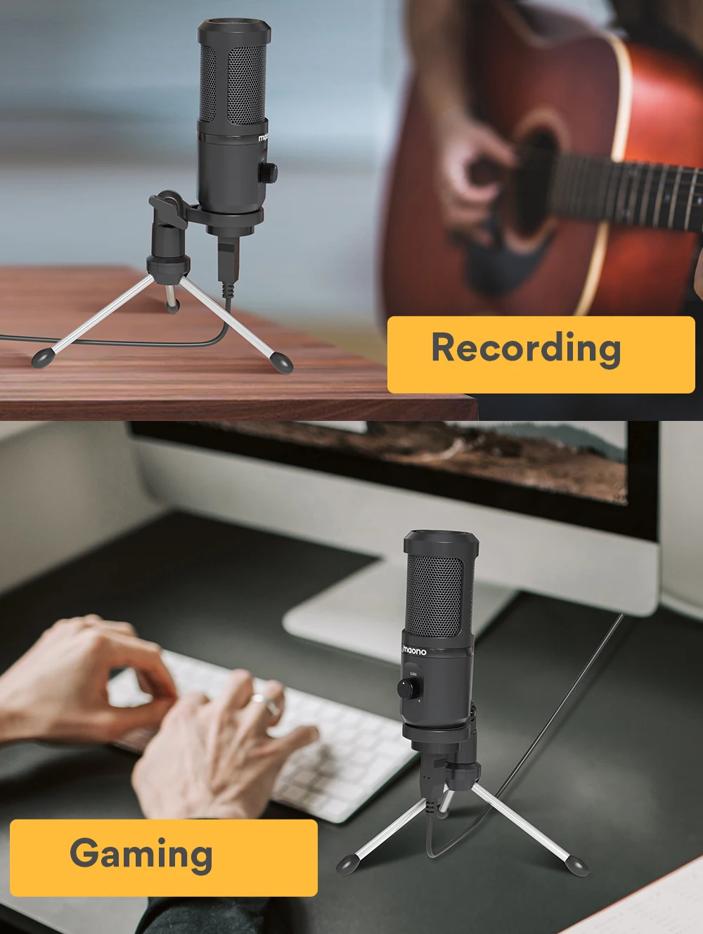 Maono Usb Tripod Microphone With Microphone Gain Microfone Condenser Podcast Studio Mic For