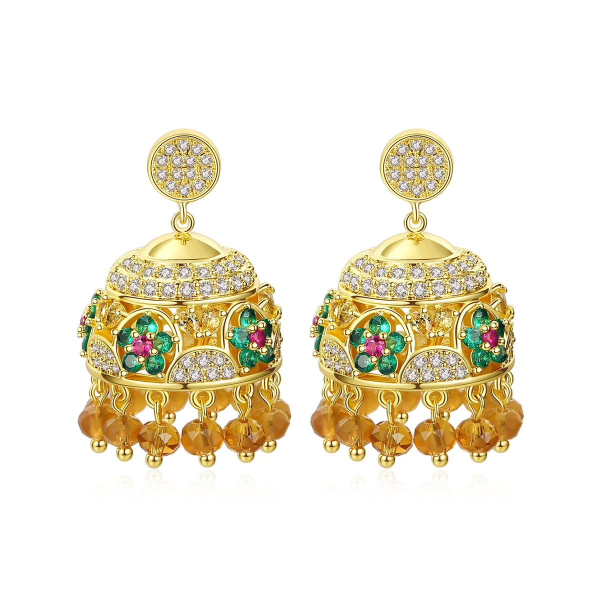 

LUOTEEMI Zirconia Tassel New Designs Gold Jhumka Earring New Design Gold Jhumka Earrings